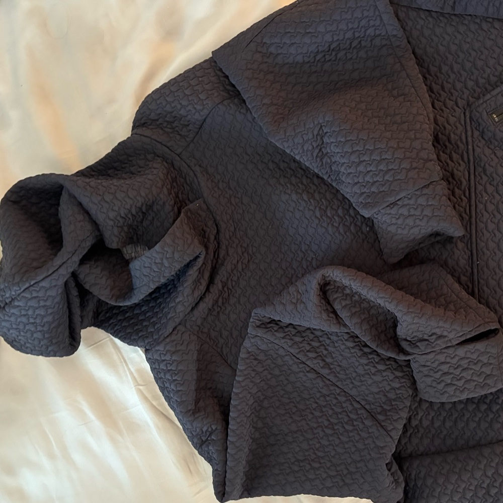 Zella Jaquard Charcoal and Black Textured Hoodie